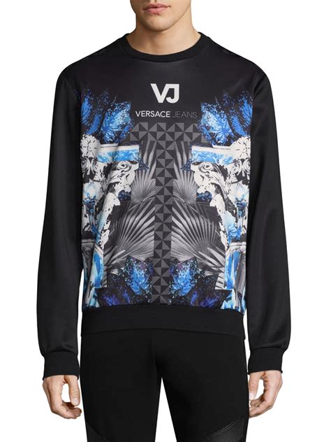 versace jeans black sweater with print versace jeans|Versace black jeans men's.